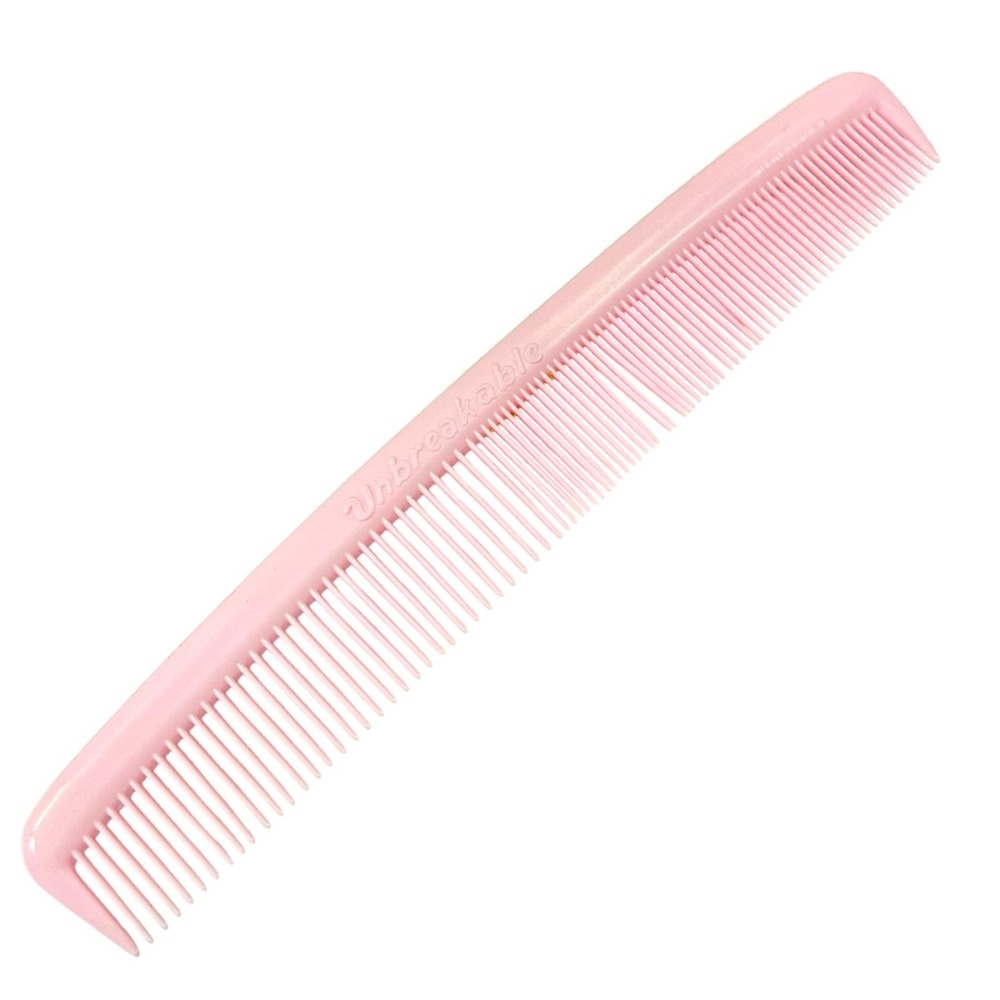 Vtg Light Pink Plastic‎ Hair Comb USA Wide Purse Pocket Unbreakable 7"